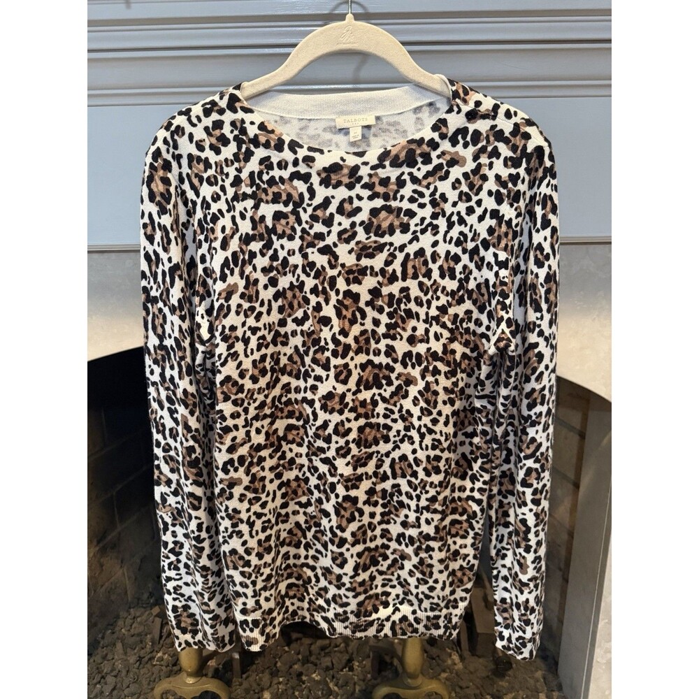 Talbots  Cashmere Blend Animal Print Pull Over Sweater Size Medium